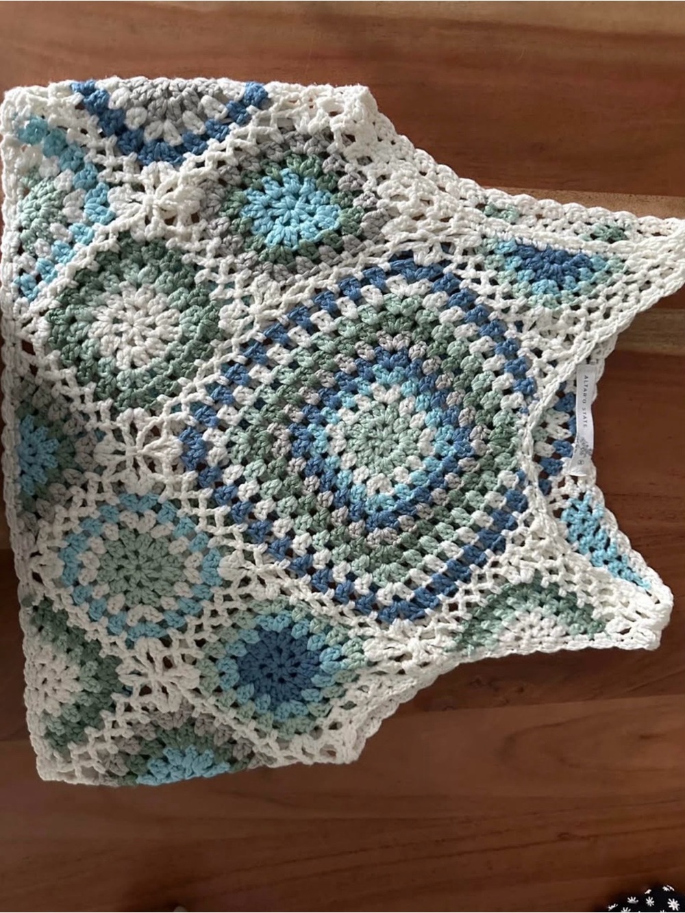 Altar'd State Crochet Tank in White, Blue & Green